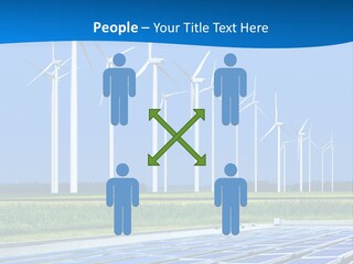 A Solar Power Plant With Windmills In The Background PowerPoint Template