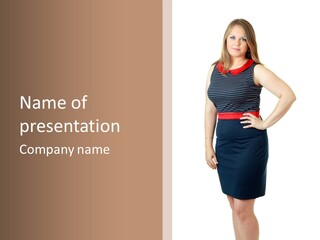 A Woman Standing In Front Of A Wall With Her Hands On Her Hips PowerPoint Template