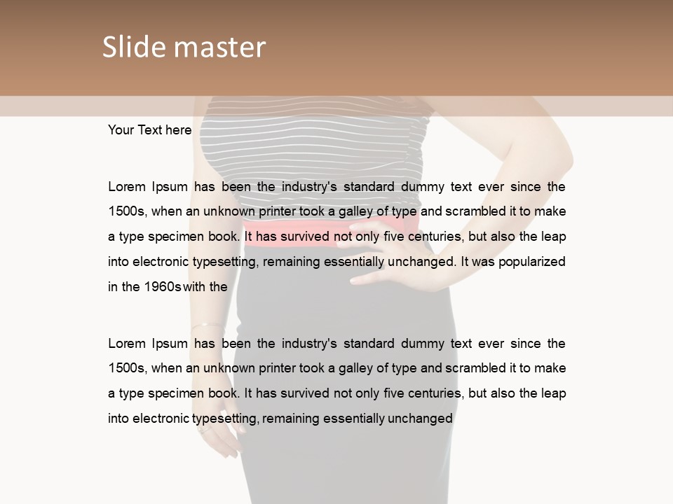 A Woman Standing In Front Of A Wall With Her Hands On Her Hips PowerPoint Template