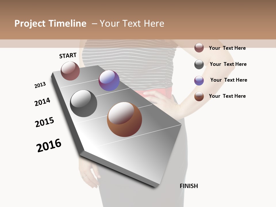 A Woman Standing In Front Of A Wall With Her Hands On Her Hips PowerPoint Template