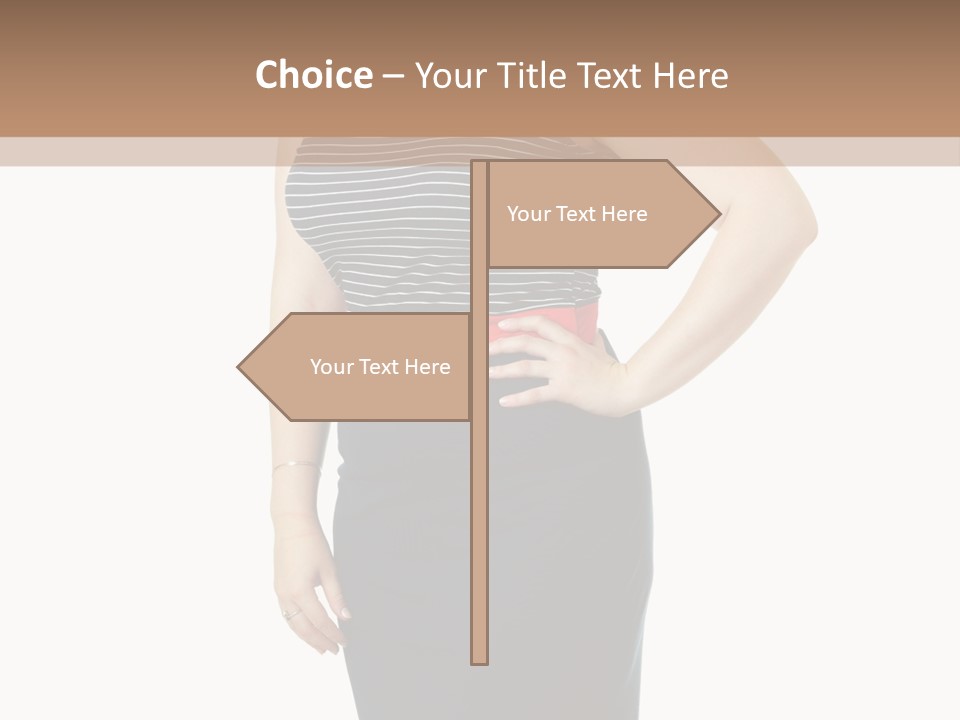 A Woman Standing In Front Of A Wall With Her Hands On Her Hips PowerPoint Template