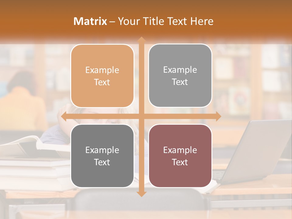A Woman Sitting At A Desk With A Laptop Computer PowerPoint Template