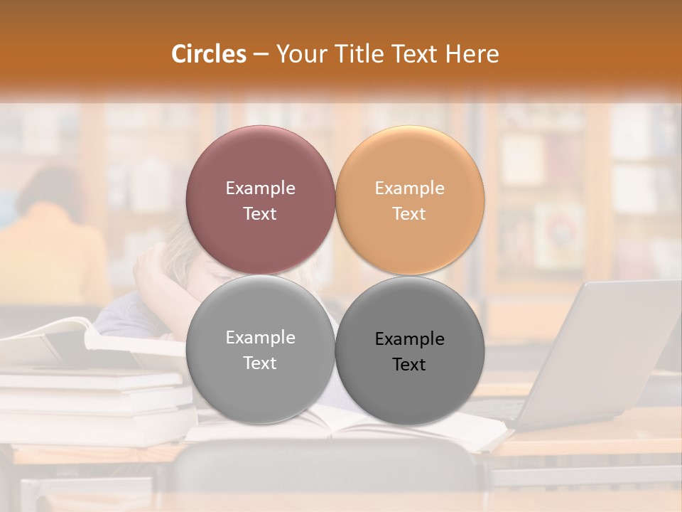 A Woman Sitting At A Desk With A Laptop Computer PowerPoint Template