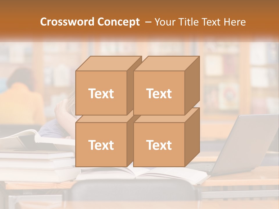 A Woman Sitting At A Desk With A Laptop Computer PowerPoint Template