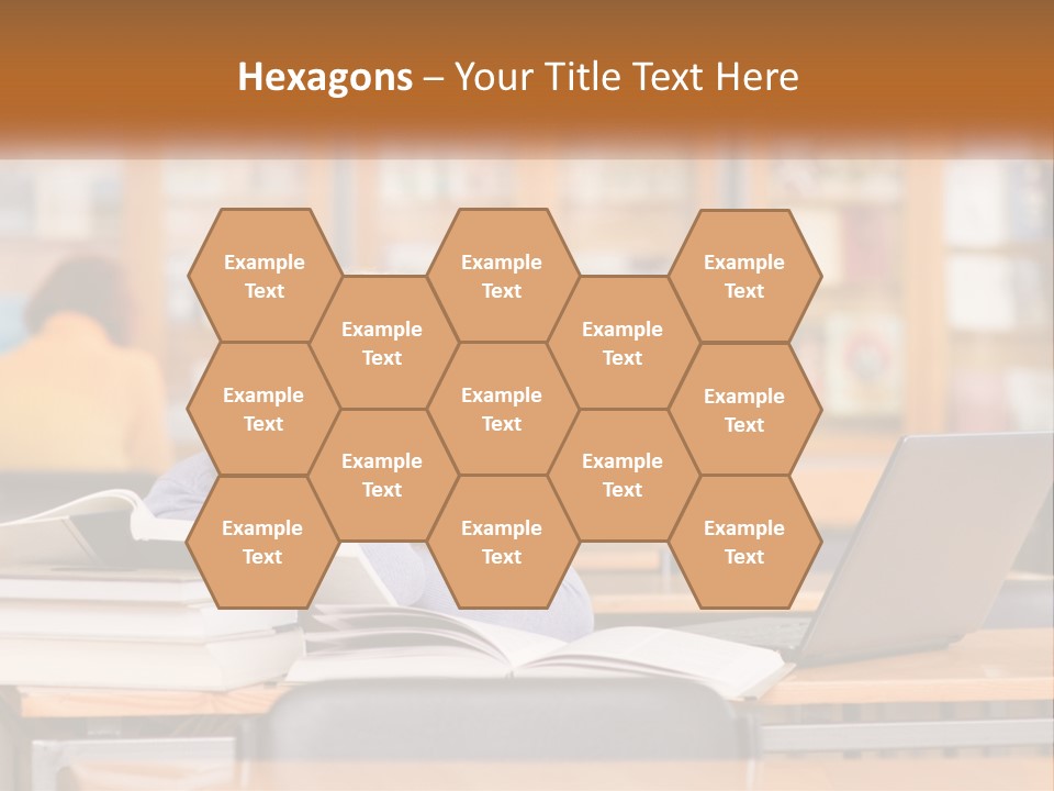 A Woman Sitting At A Desk With A Laptop Computer PowerPoint Template