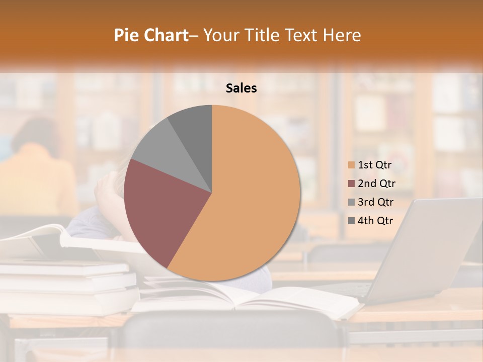 A Woman Sitting At A Desk With A Laptop Computer PowerPoint Template