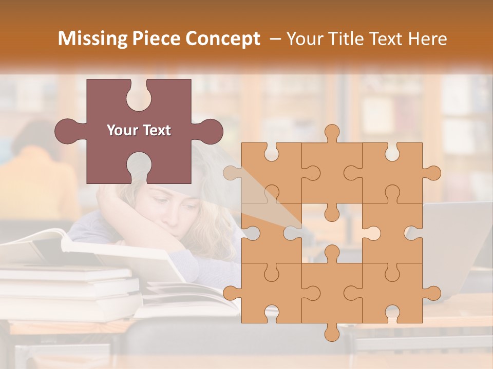 A Woman Sitting At A Desk With A Laptop Computer PowerPoint Template