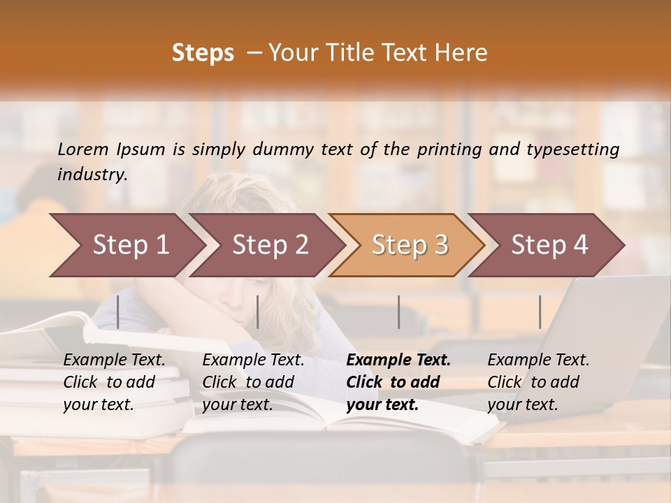 A Woman Sitting At A Desk With A Laptop Computer PowerPoint Template