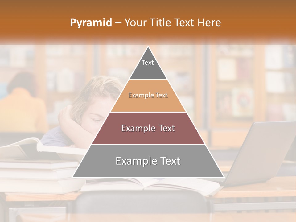 A Woman Sitting At A Desk With A Laptop Computer PowerPoint Template