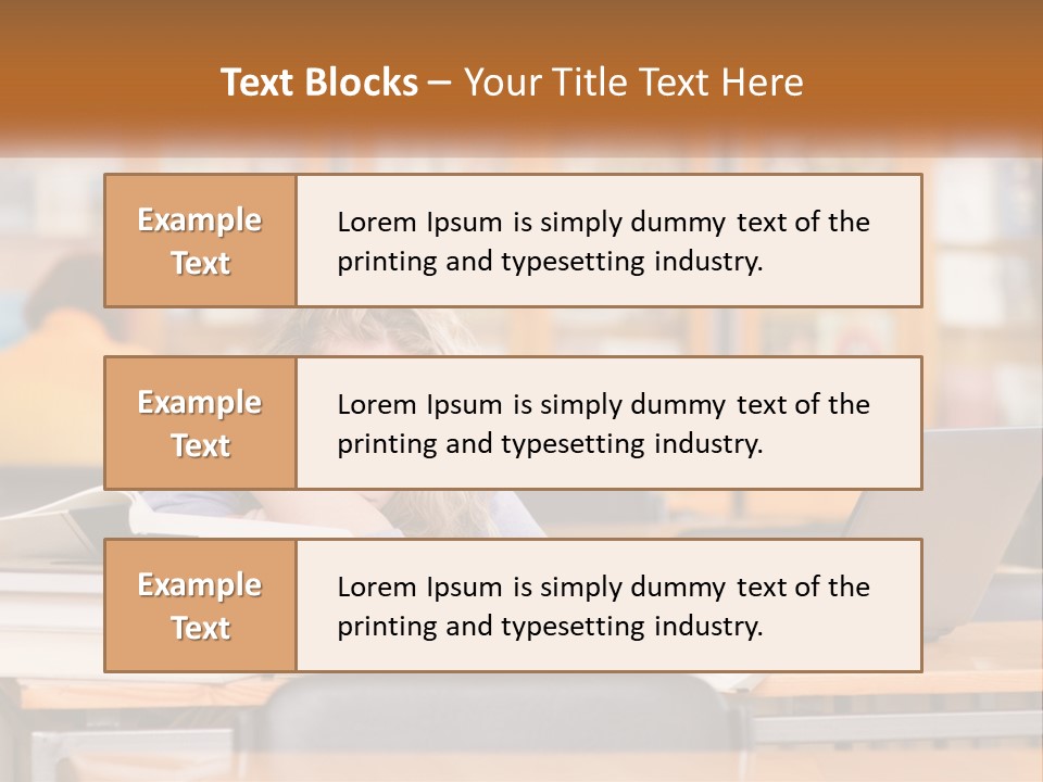 A Woman Sitting At A Desk With A Laptop Computer PowerPoint Template