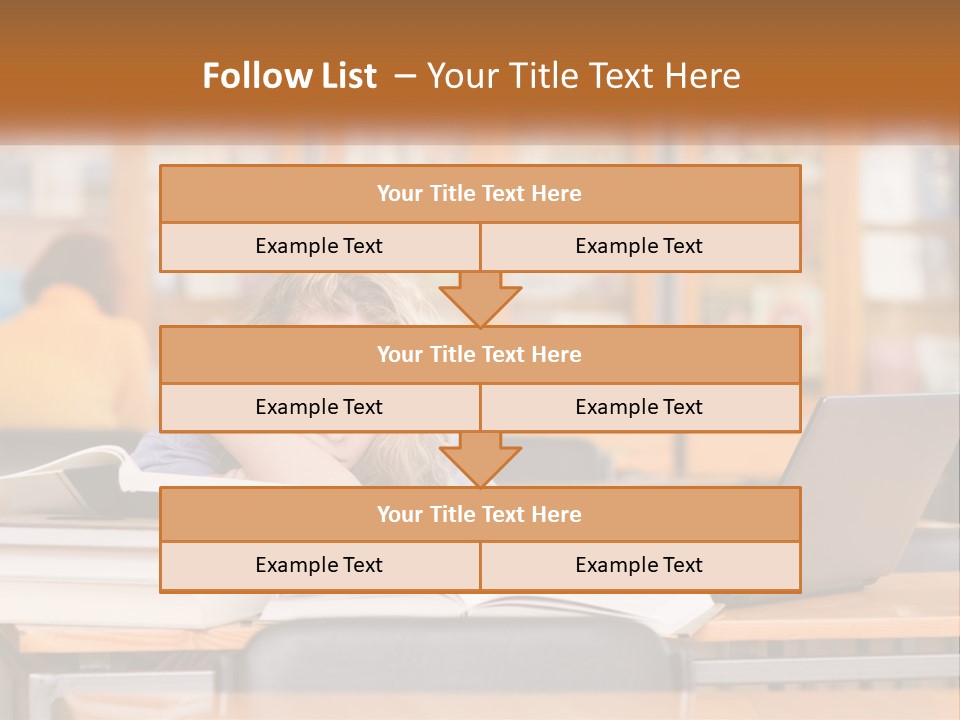 A Woman Sitting At A Desk With A Laptop Computer PowerPoint Template