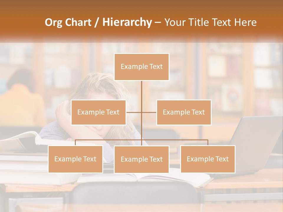A Woman Sitting At A Desk With A Laptop Computer PowerPoint Template