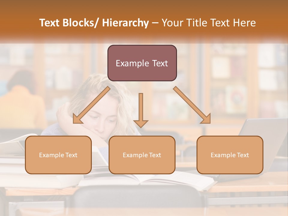 A Woman Sitting At A Desk With A Laptop Computer PowerPoint Template
