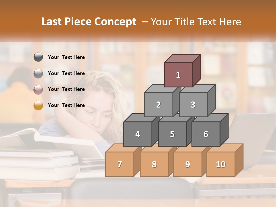 A Woman Sitting At A Desk With A Laptop Computer PowerPoint Template