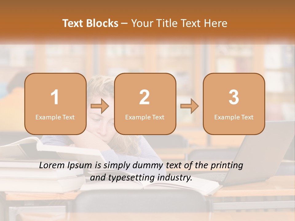 A Woman Sitting At A Desk With A Laptop Computer PowerPoint Template