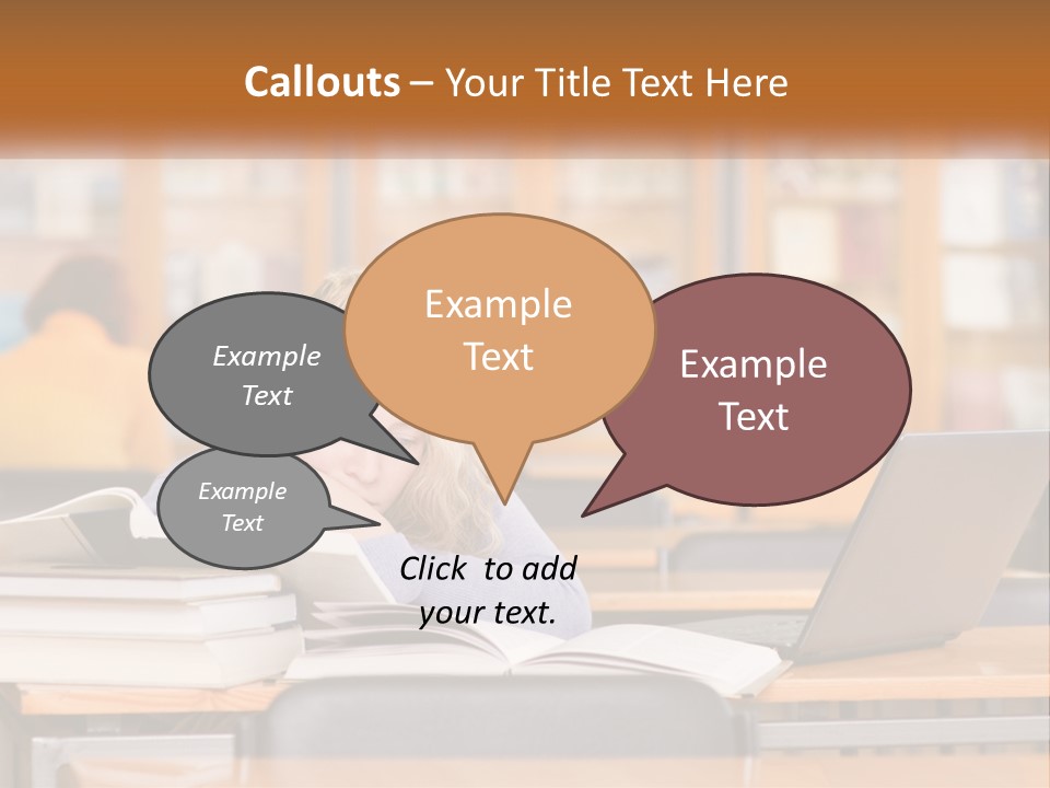 A Woman Sitting At A Desk With A Laptop Computer PowerPoint Template