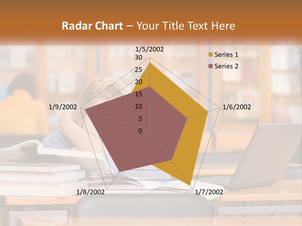 A Woman Sitting At A Desk With A Laptop Computer PowerPoint Template