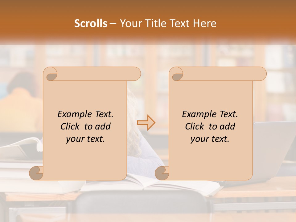 A Woman Sitting At A Desk With A Laptop Computer PowerPoint Template