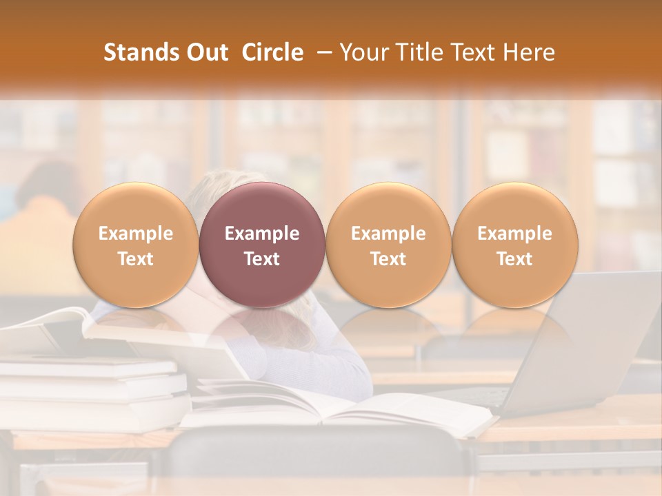 A Woman Sitting At A Desk With A Laptop Computer PowerPoint Template