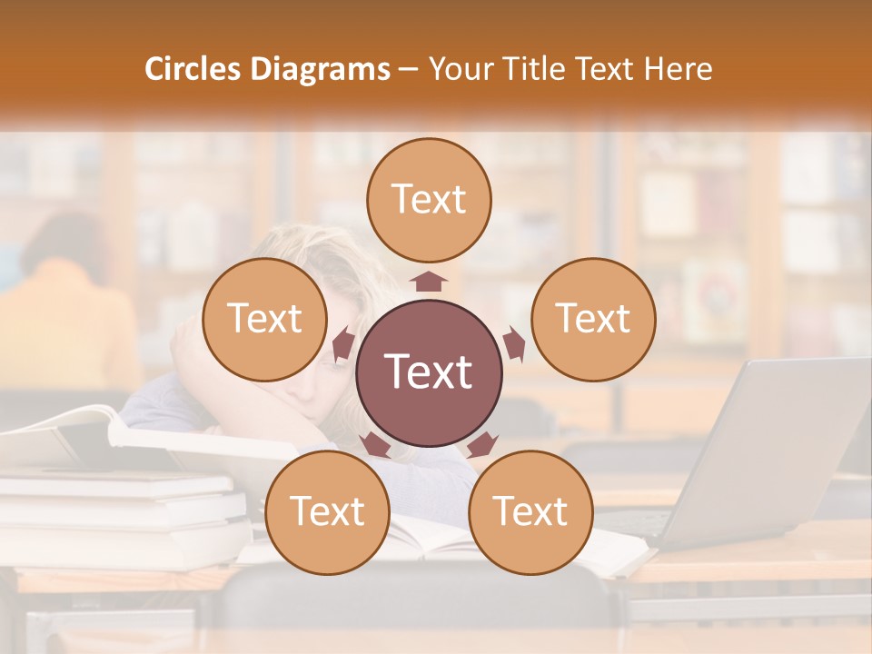 A Woman Sitting At A Desk With A Laptop Computer PowerPoint Template