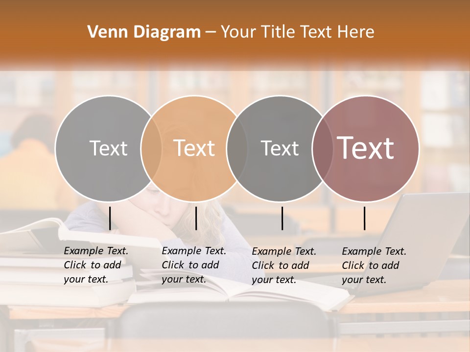 A Woman Sitting At A Desk With A Laptop Computer PowerPoint Template