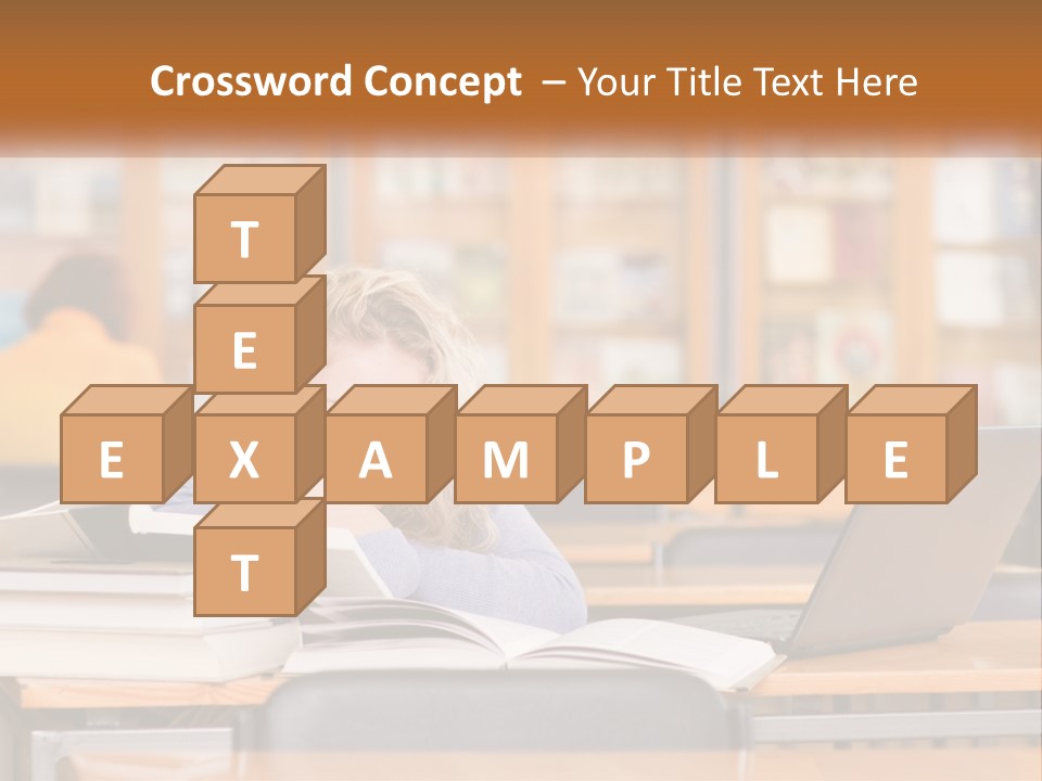 A Woman Sitting At A Desk With A Laptop Computer PowerPoint Template