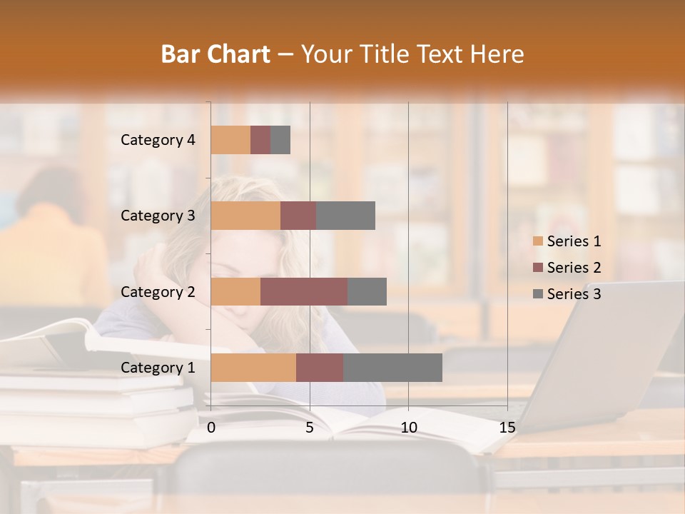 A Woman Sitting At A Desk With A Laptop Computer PowerPoint Template