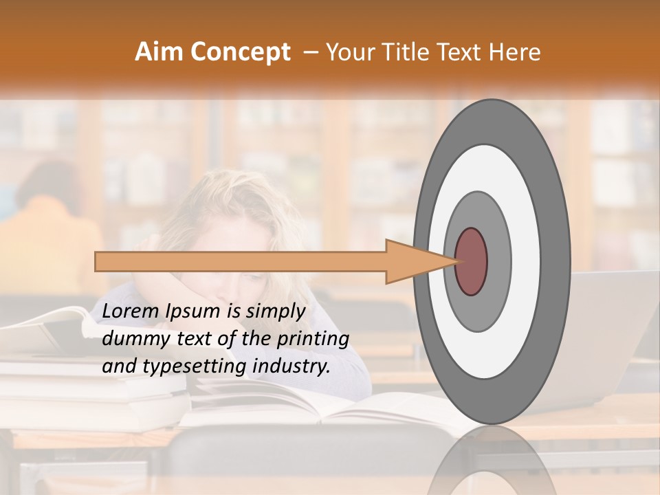 A Woman Sitting At A Desk With A Laptop Computer PowerPoint Template