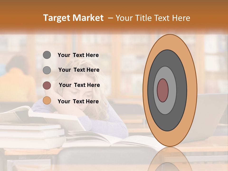 A Woman Sitting At A Desk With A Laptop Computer PowerPoint Template