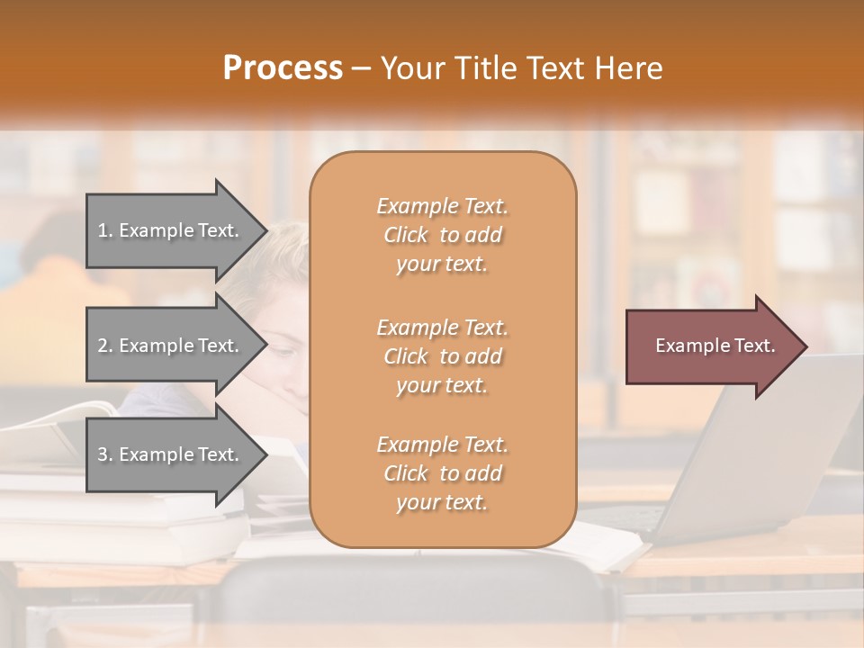 A Woman Sitting At A Desk With A Laptop Computer PowerPoint Template