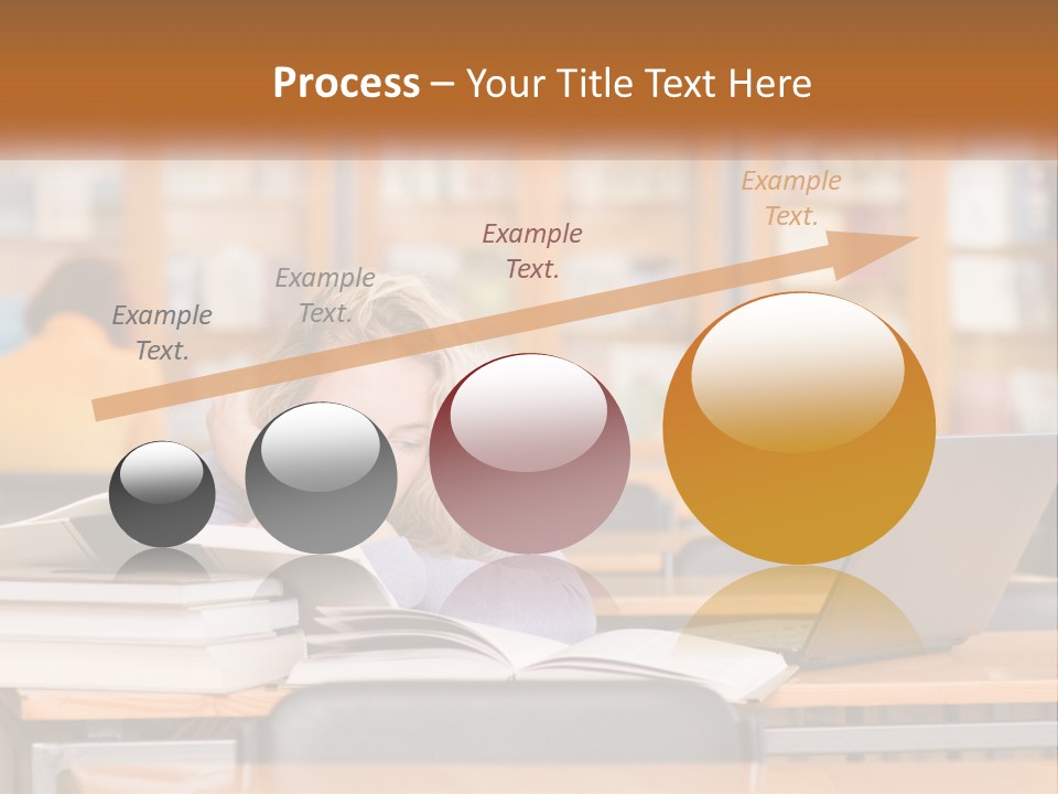 A Woman Sitting At A Desk With A Laptop Computer PowerPoint Template