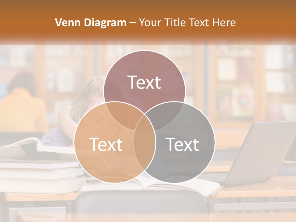 A Woman Sitting At A Desk With A Laptop Computer PowerPoint Template