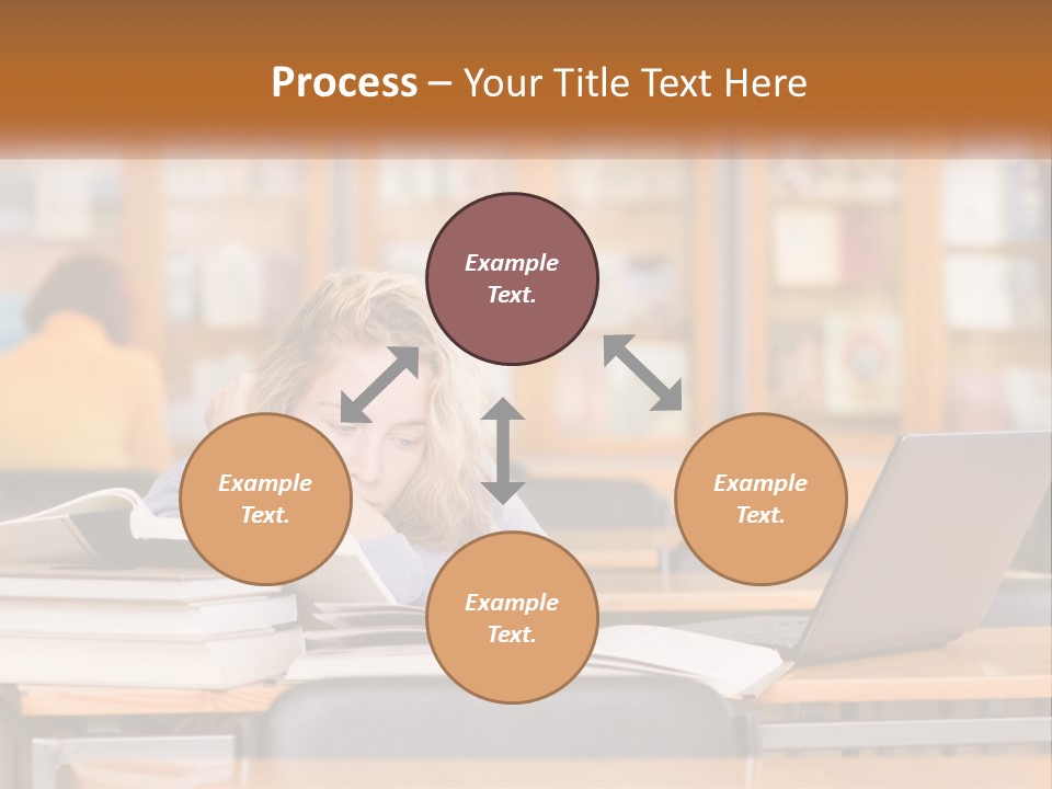A Woman Sitting At A Desk With A Laptop Computer PowerPoint Template