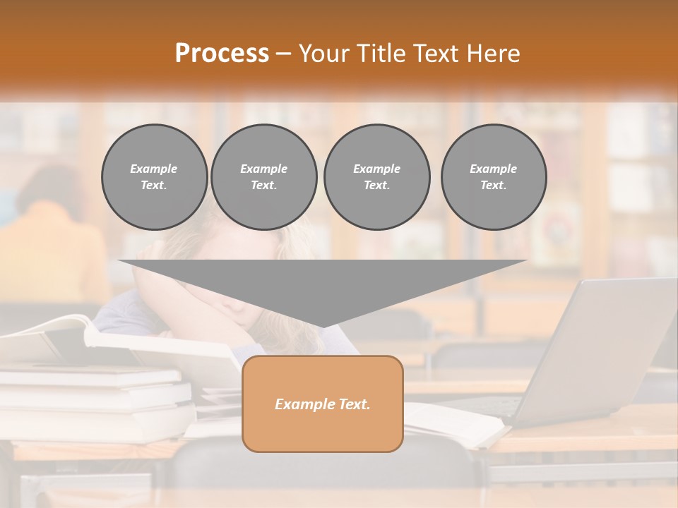 A Woman Sitting At A Desk With A Laptop Computer PowerPoint Template