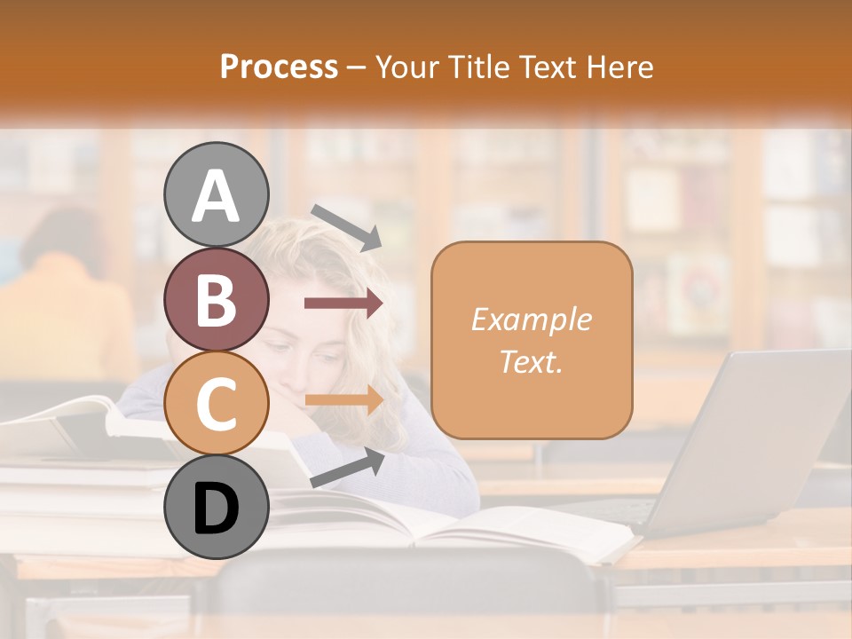 A Woman Sitting At A Desk With A Laptop Computer PowerPoint Template