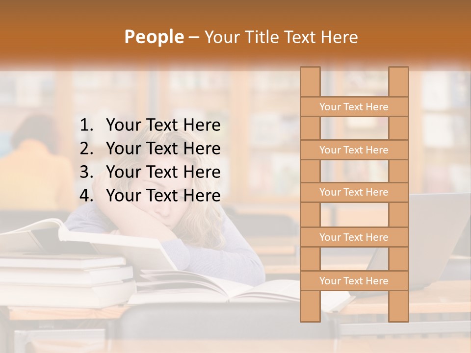 A Woman Sitting At A Desk With A Laptop Computer PowerPoint Template