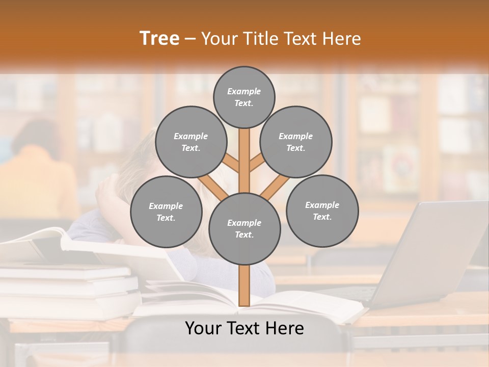 A Woman Sitting At A Desk With A Laptop Computer PowerPoint Template