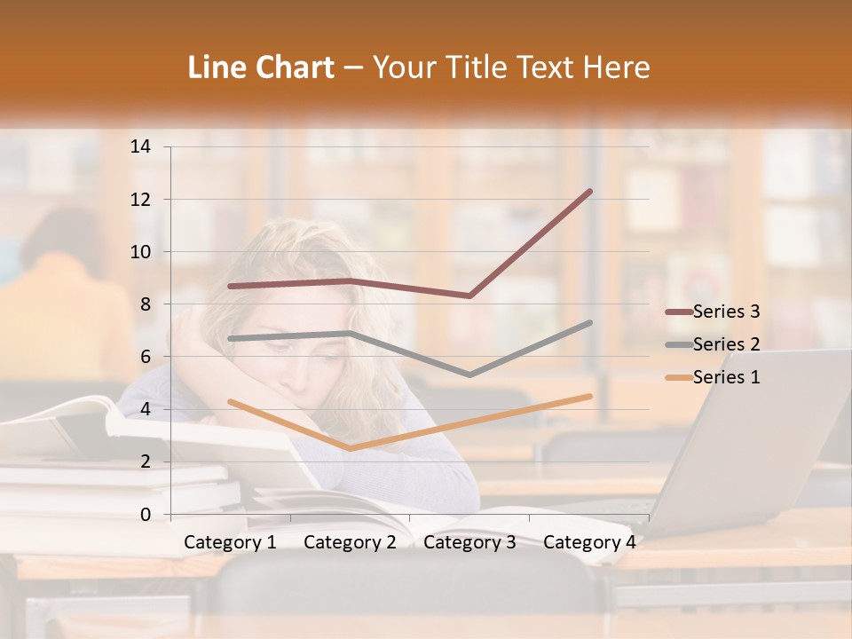 A Woman Sitting At A Desk With A Laptop Computer PowerPoint Template