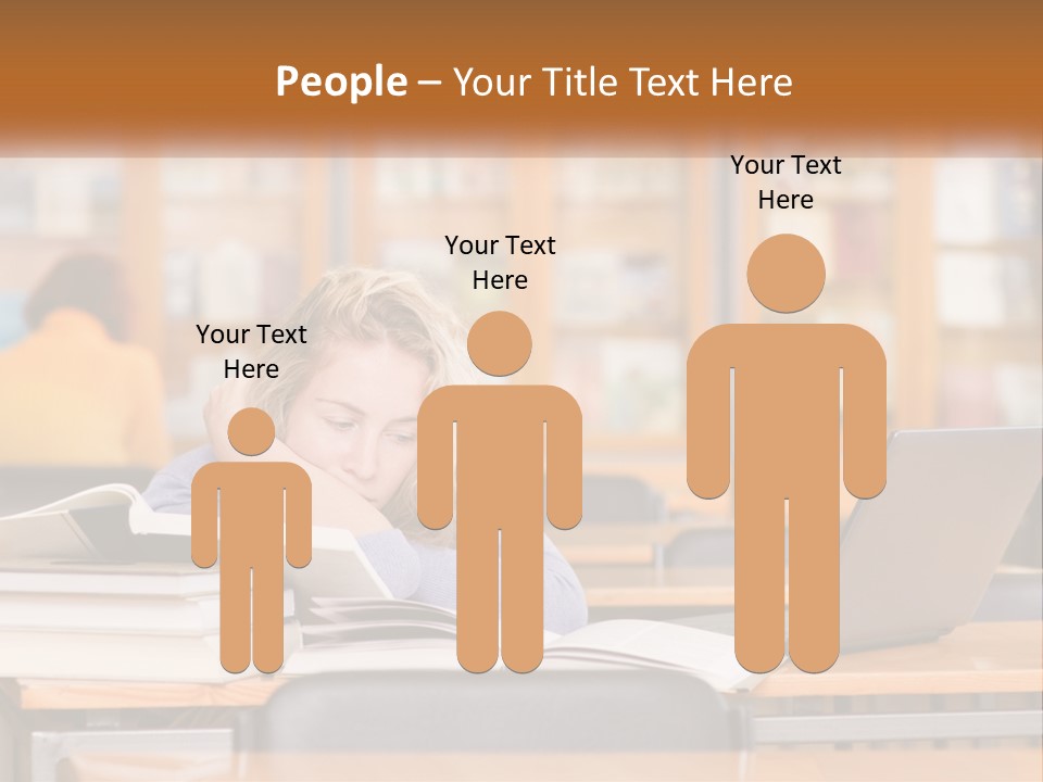 A Woman Sitting At A Desk With A Laptop Computer PowerPoint Template