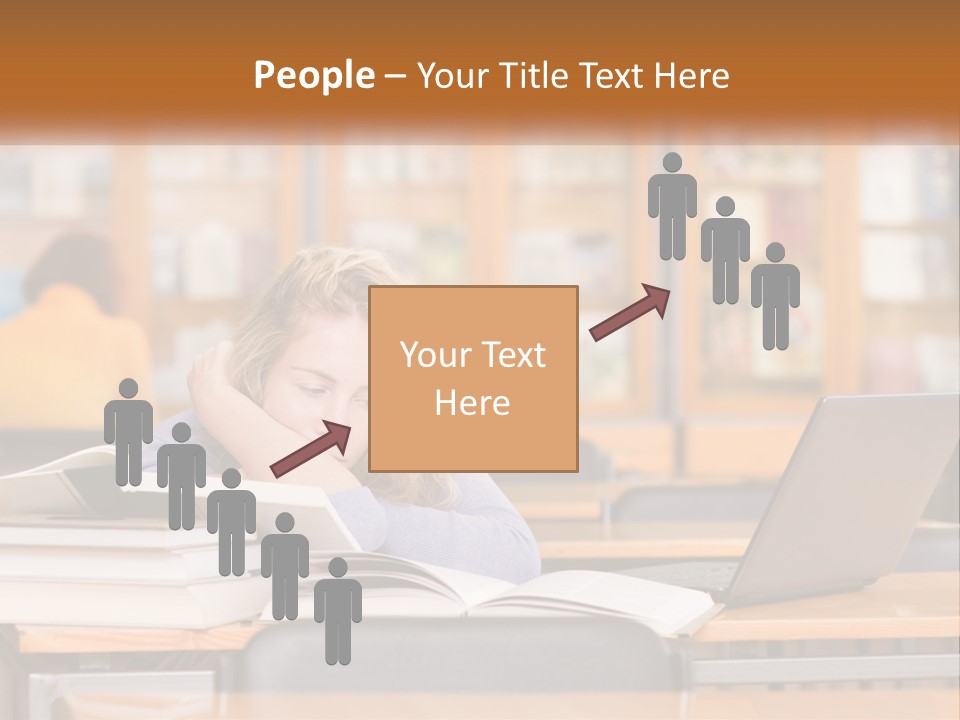 A Woman Sitting At A Desk With A Laptop Computer PowerPoint Template