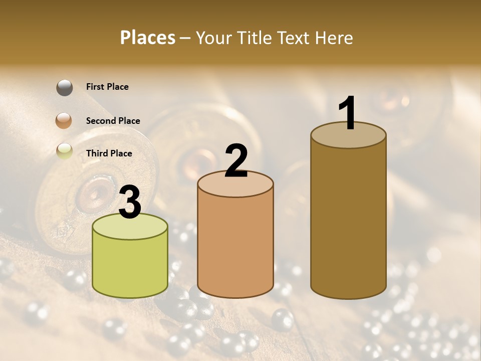 A Bunch Of Bullet Shells On A Wooden Table PowerPoint Template