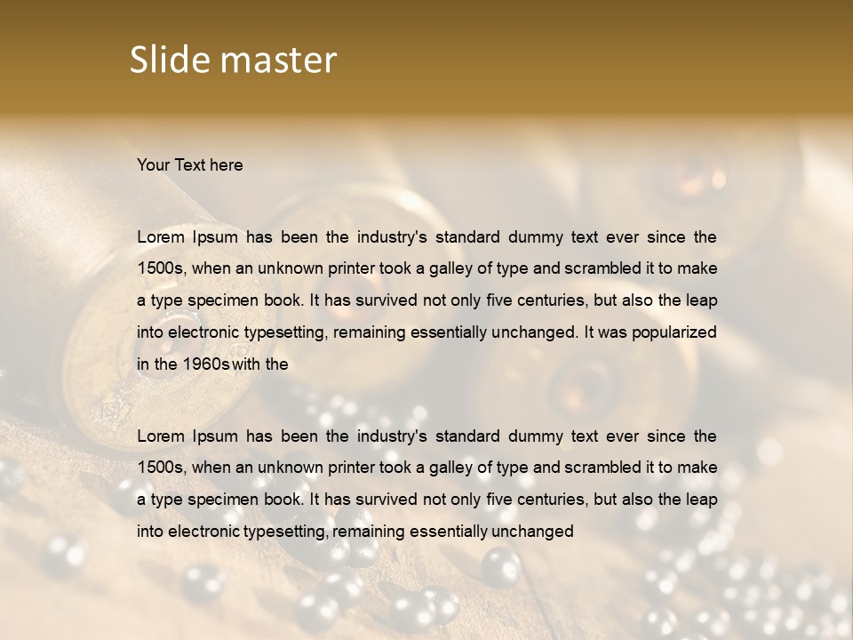 A Bunch Of Bullet Shells On A Wooden Table PowerPoint Template