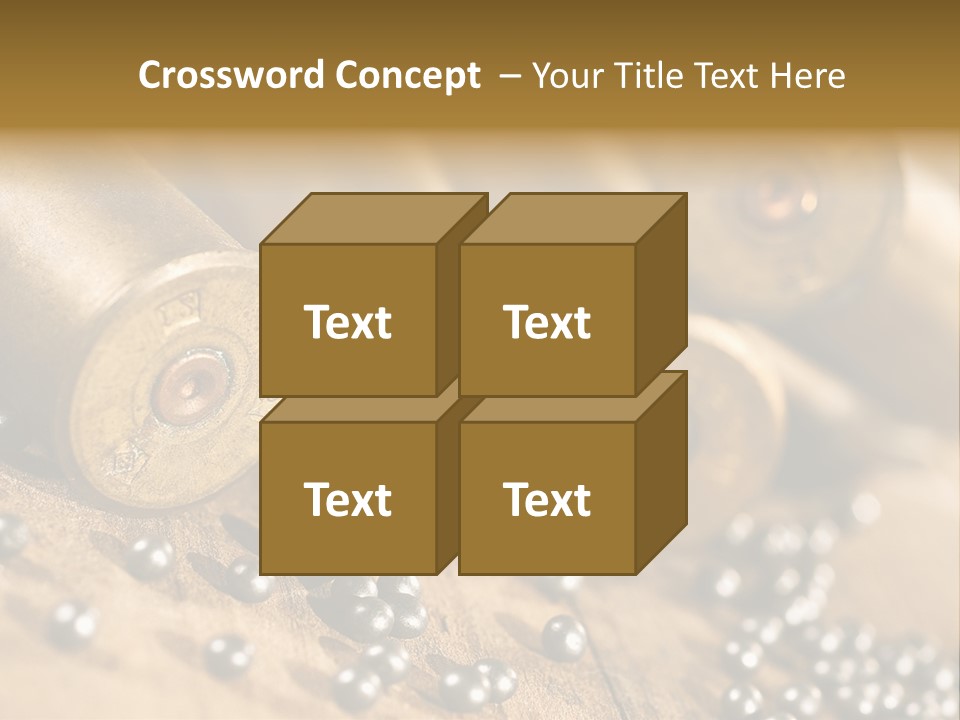 A Bunch Of Bullet Shells On A Wooden Table PowerPoint Template