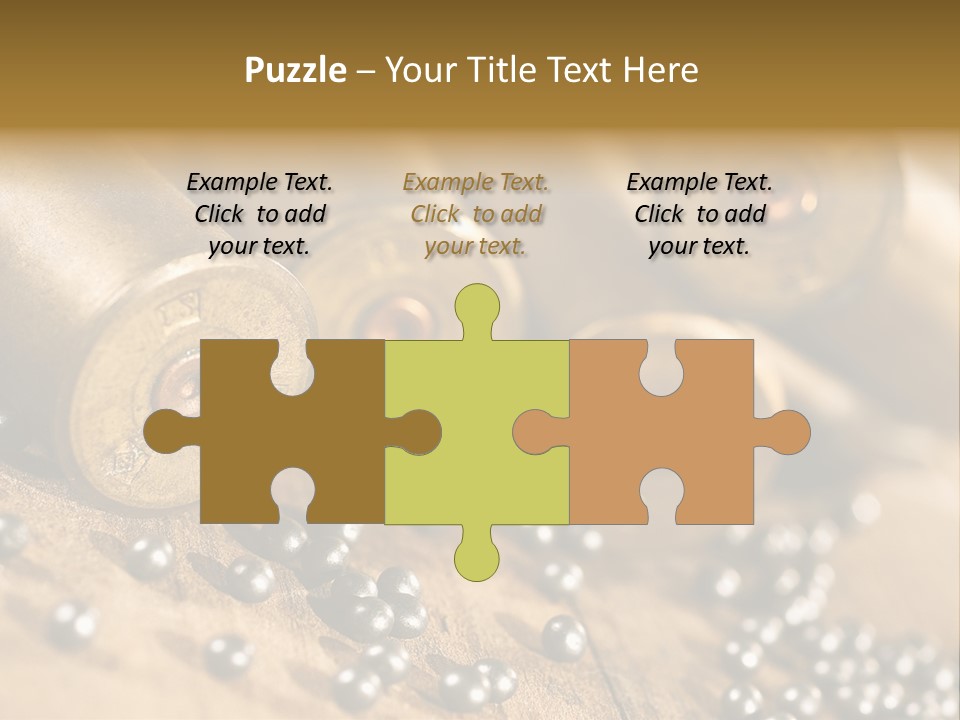 A Bunch Of Bullet Shells On A Wooden Table PowerPoint Template