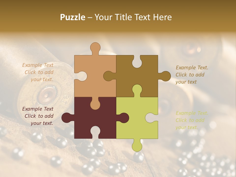 A Bunch Of Bullet Shells On A Wooden Table PowerPoint Template