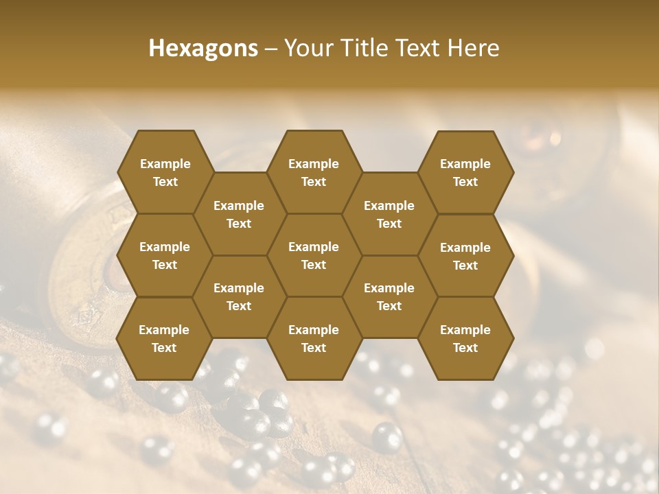 A Bunch Of Bullet Shells On A Wooden Table PowerPoint Template