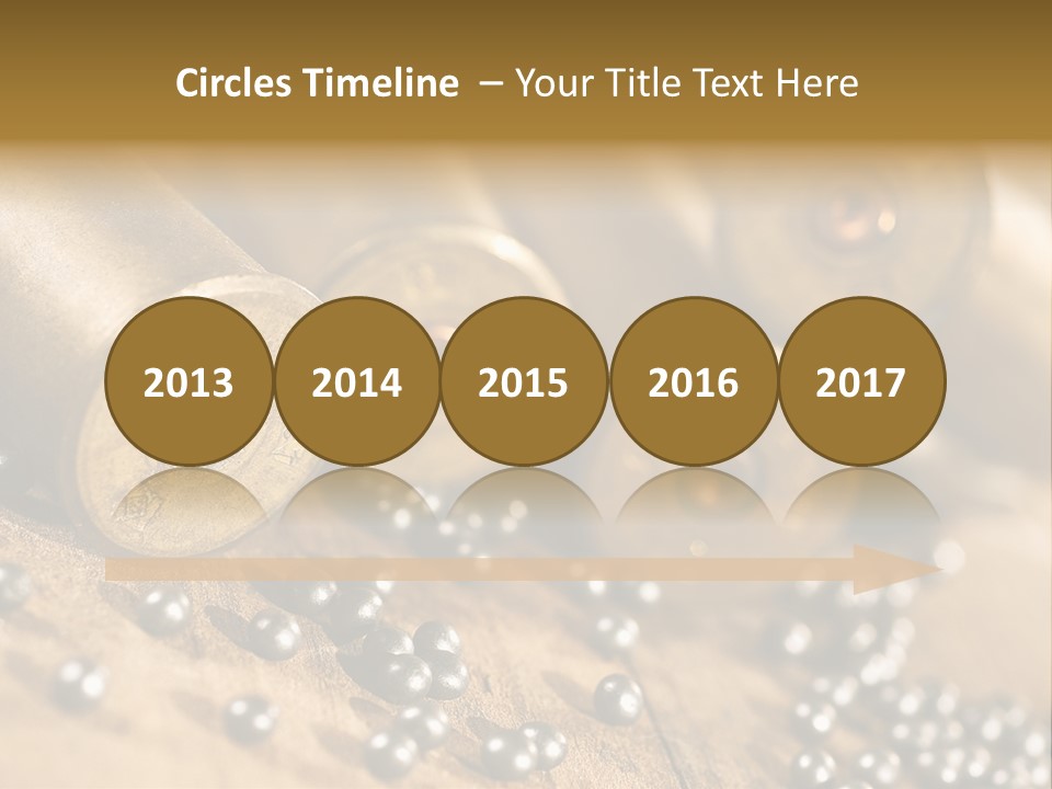 A Bunch Of Bullet Shells On A Wooden Table PowerPoint Template