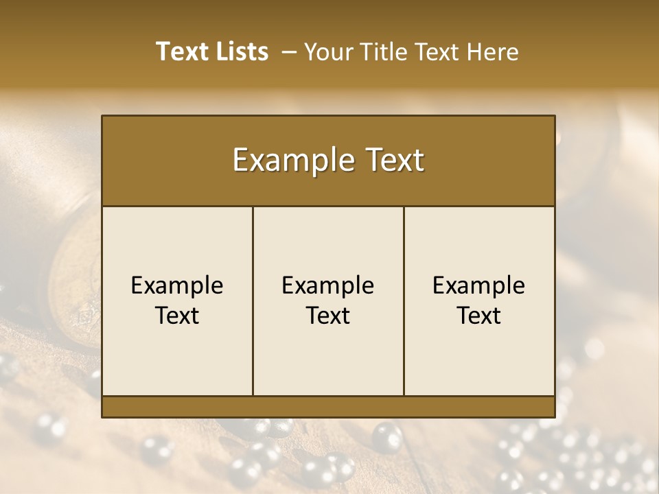 A Bunch Of Bullet Shells On A Wooden Table PowerPoint Template