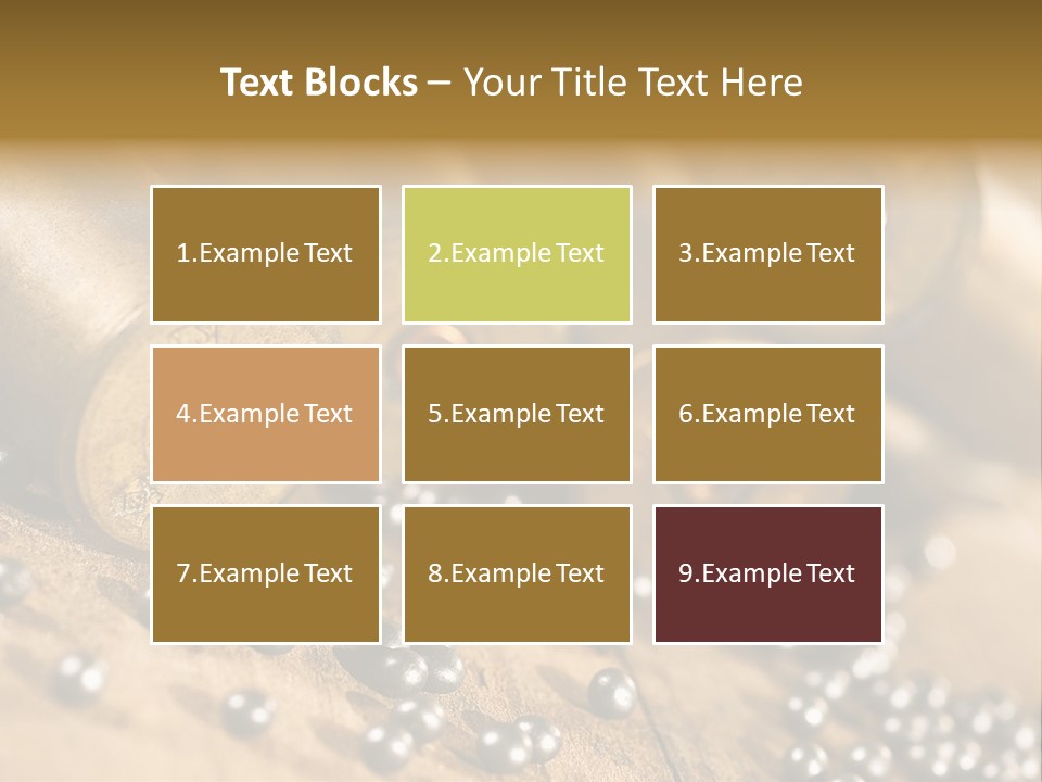 A Bunch Of Bullet Shells On A Wooden Table PowerPoint Template