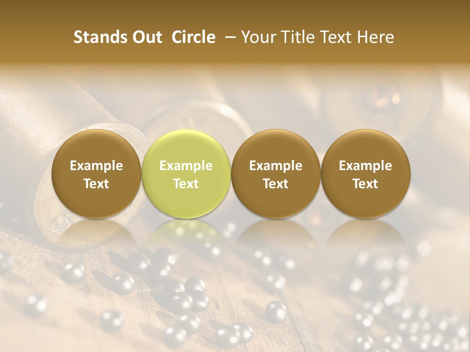 A Bunch Of Bullet Shells On A Wooden Table PowerPoint Template